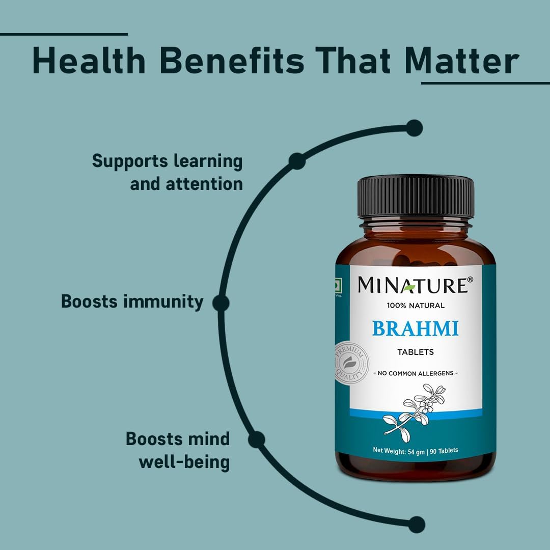 Brahmi Tablets - 1000 mg, 90 Tablets (45-Day Supply) - mi Nature - görsel 4