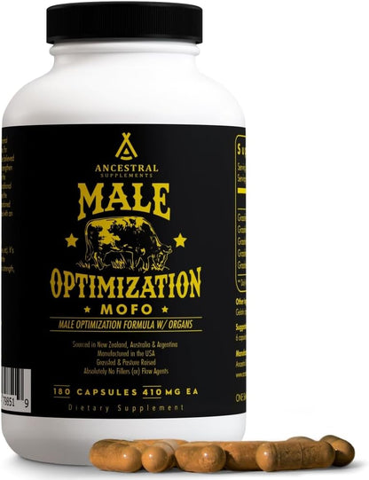 Ancestral Supplements Grass-Fed Beef Organ Supplement – Whole Body Wellness Blend, 180 Capsules