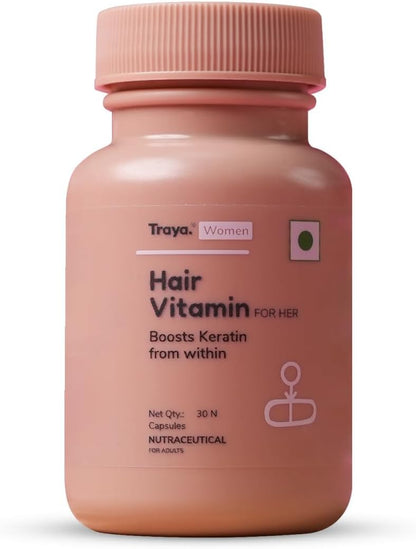 Hair Vitamin for Her – Keratin Supplement for Hair Growth and Hair Fall Control with Biotin, Zinc, Iron and Vitamin B12, 30 Tablets