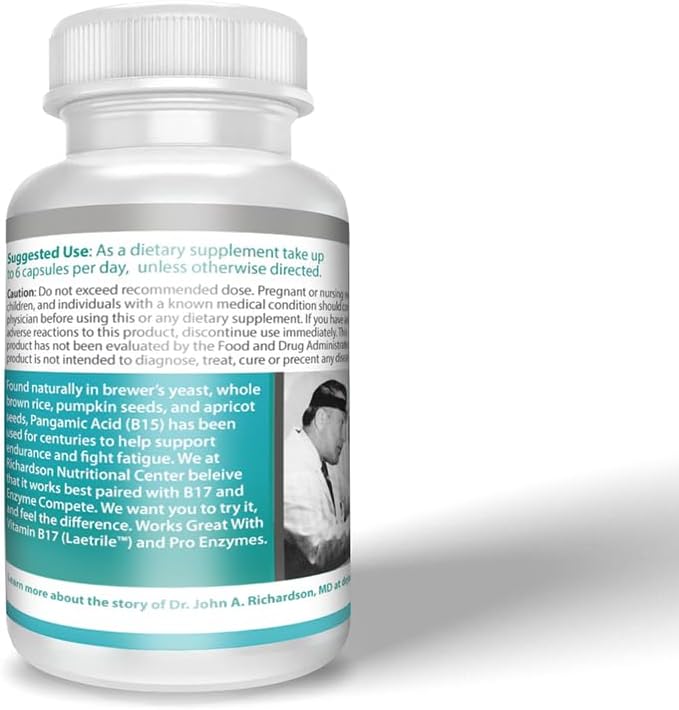 Richardson Nutritional Centre B15 Complete Extra Strength, Pangamic Acid, with TMG, DMG 500mg 90 Capsules - Supports Healthy Oxygen & Energy Levels - görsel 5