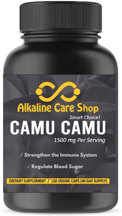Alkaline Care | Vitamin C from Camu Camu Capsules, 1500mg | 100% Natural, Whole Food, Non-GM Supplement with Camu Camu Extract | for Immune and Collagen Support (120 Veggie Capsules)