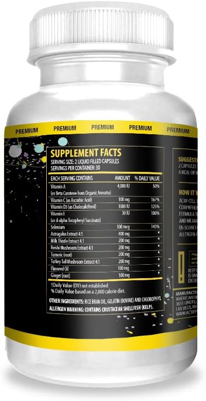 ACTIF Cell Division Support - Maximum Strength with 10+ Factors, Non-GMO, 1 Month Supply, Made in USA - görsel 3