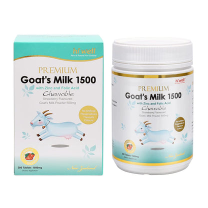 Hi Well Premium Goat's Milk 1500mg Chewable Tablets - Strawberry, 300 Tablets