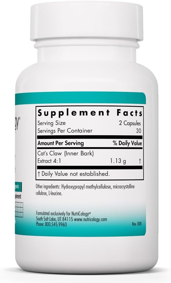 NutriCology Cat's Claw Inner Bark Extract – 60 Vegetarian Capsules - görsel 2