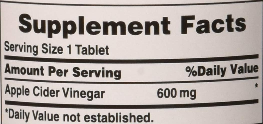 Puritan's Pride Apple Cider Vinegar 600 mg, Vegetarian Food Supplement, 200 Tablets - görsel 4
