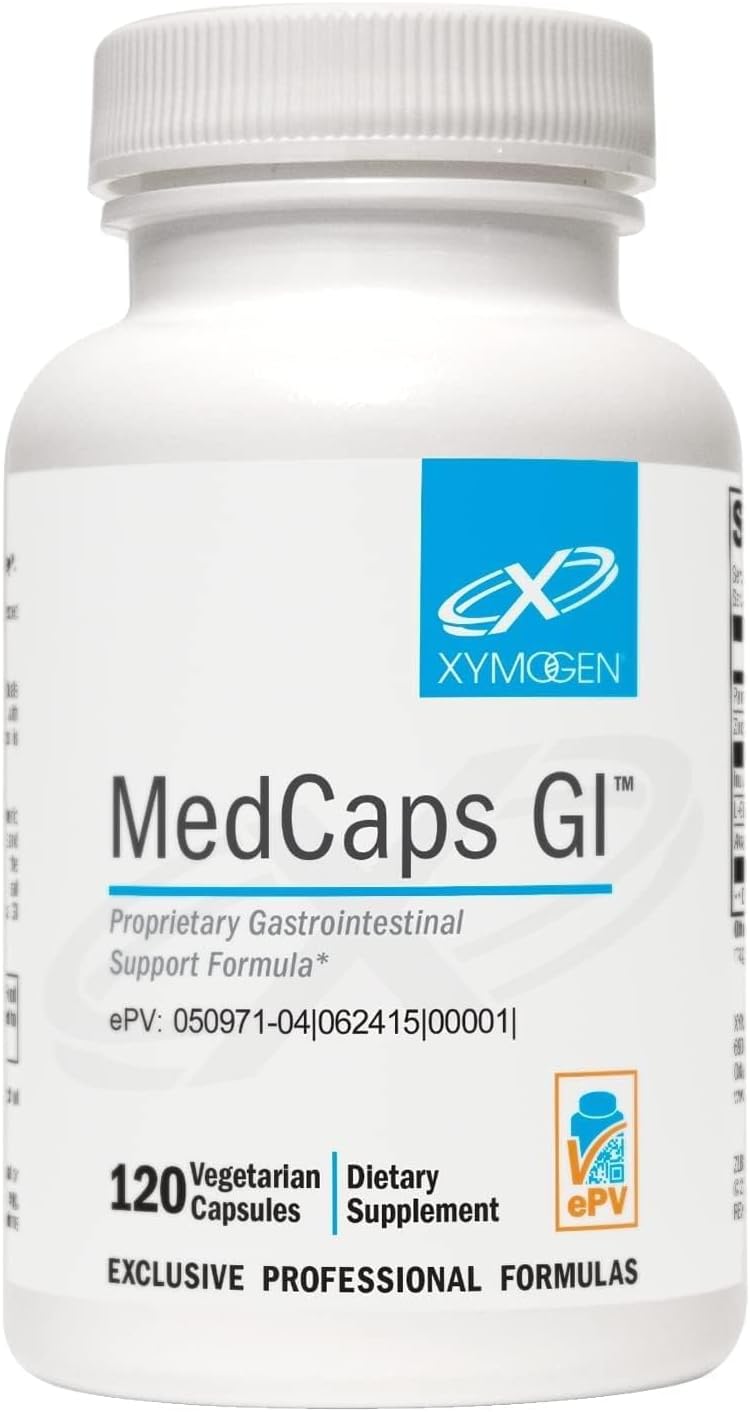 XYMOGEN MedCaps GI - L-Glutamine, Zinc & Prebiotic Inulin - GI Lining Support - with Aloe Leaf Extract - Vegetarian & Non-GM - 120 Capsules - görsel 1