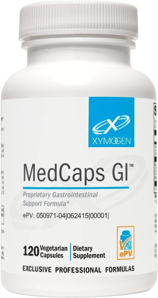 XYMOGEN MedCaps GI - L-Glutamine, Zinc & Prebiotic Inulin - GI Lining Support - with Aloe Leaf Extract - Vegetarian & Non-GM - 120 Capsules