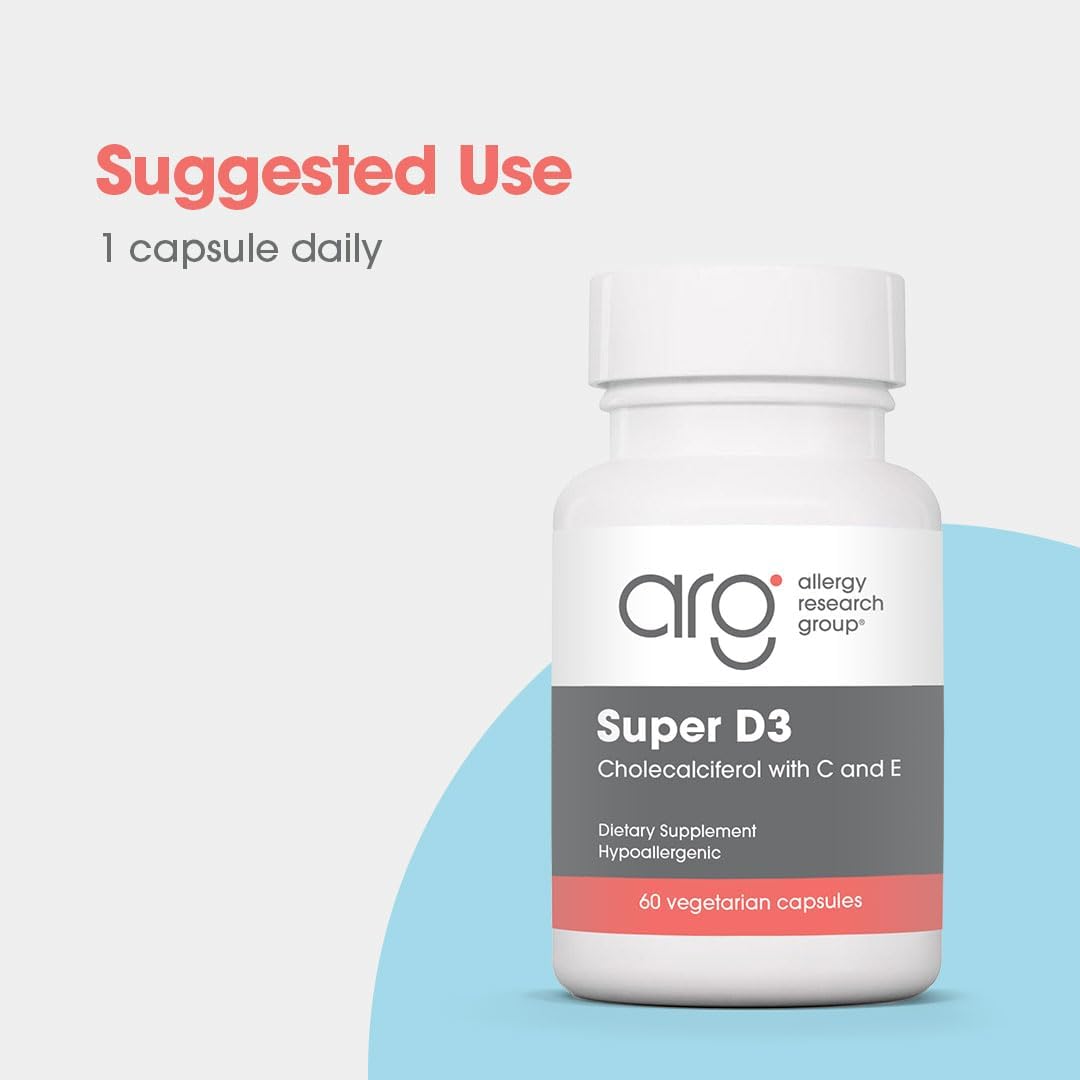 ARG Super D3 - Vitamin D3 Supplement with Vitamins C & E - 60 Capsules - görsel 3