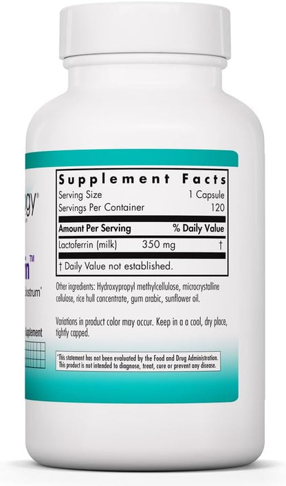 Nutricology ARG Laktoferrin - 250 mg Lactoferrin Glycoprotein - Immune Support - 120 Vegetarian Capsules