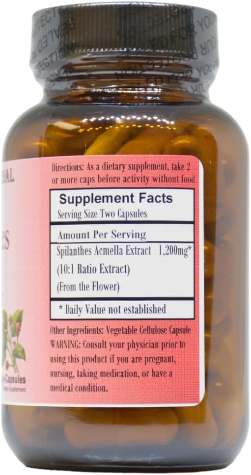 Spilanthes Acmella Extract | 600mg Per Capsule | Herbal Supplement for Natural Wellbeing & Balance | 60 Vegan Capsules | Stearate-Free, Glass Bottled for Freshness - görsel 2