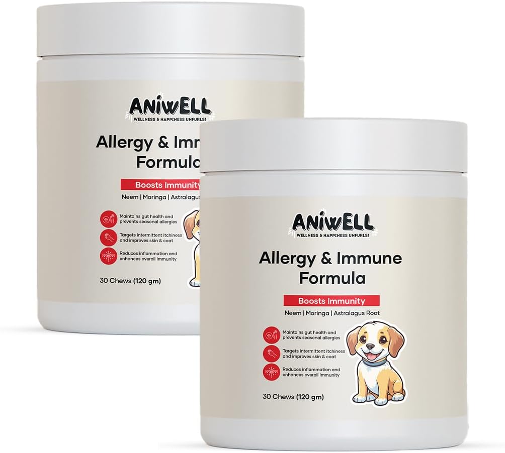 Aniwell Allergy & Immune Support Chews for Dogs – Astragalus Root & Flaxseed C3 | Promotes Seasonal Allergy Relief, Gut & Digestive Health | Probiotics, Colostrum & Krill Oil (Pack of 2) - görsel 1
