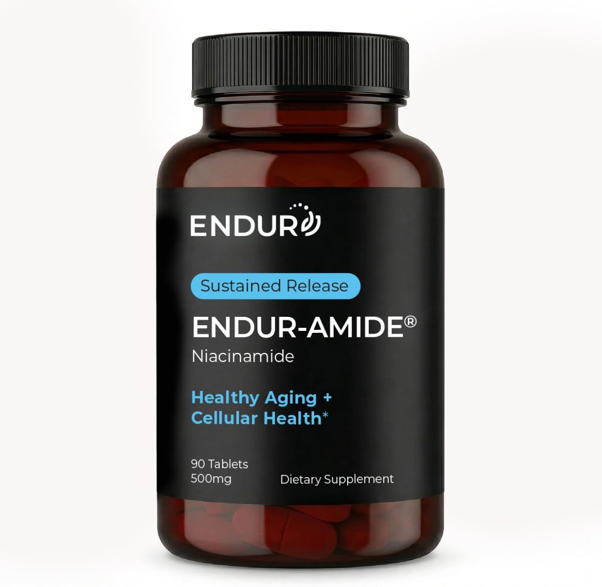 ENDUR-AMIDE Sustained-Release Niacinamide 500mg | Supports Normal Skin & Energy-Yielding Metabolism | Gluten-free (90 Tablets) - görsel 1