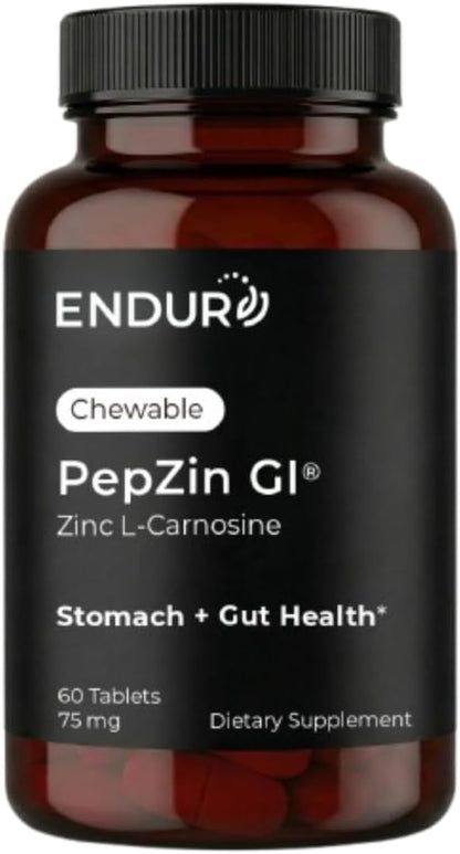 ENDUR PepZinGI - Zinc-Carnosine 75 mg Chewable Tablets (60 Count)