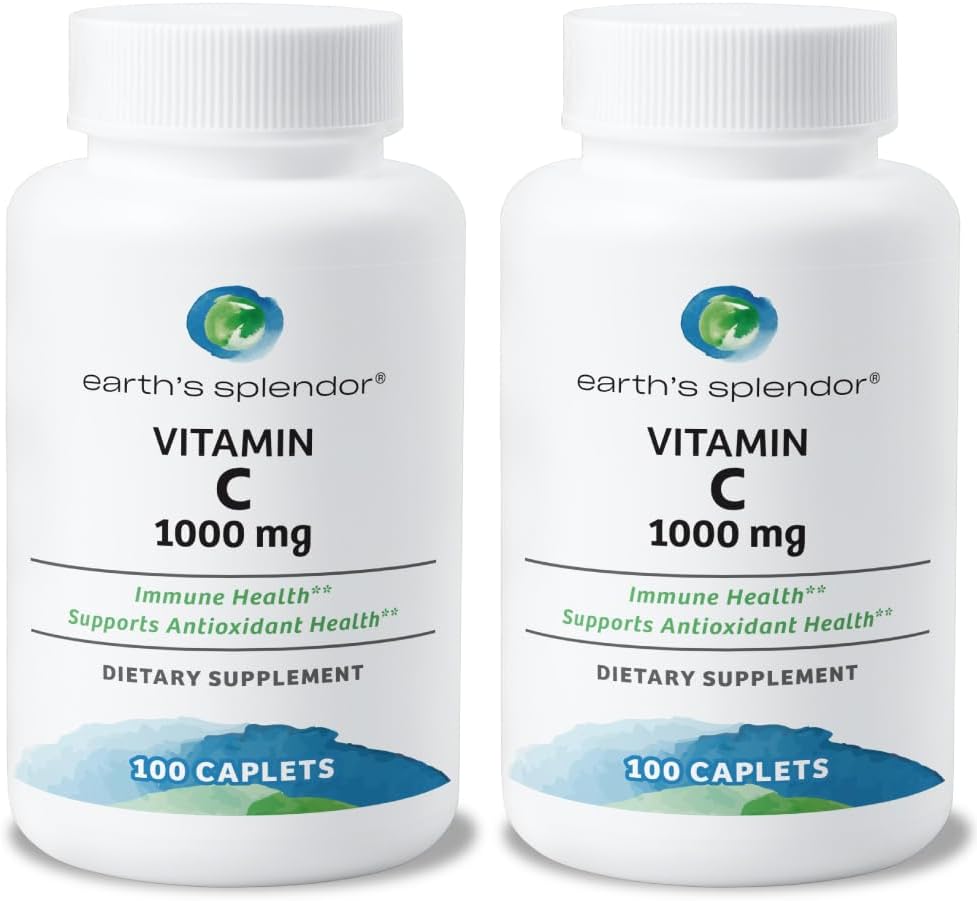 Earth's Splendor Vitamin C 1000 mg Supplement for Men & Women, Immune Support, Antioxidant Health - 2 Pack - görsel 1
