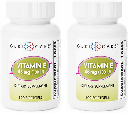 GeriCare High-Potency Vitamin E Capsules – 100 IU for Skin & Immune Support, 45mg | 100 Count