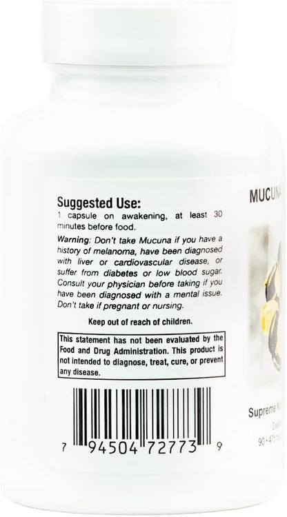 Supreme Nutrition Mucuna Supreme, 90 Pure Velvet Bean Seed Vegetarian Capsules (Pack of 2)