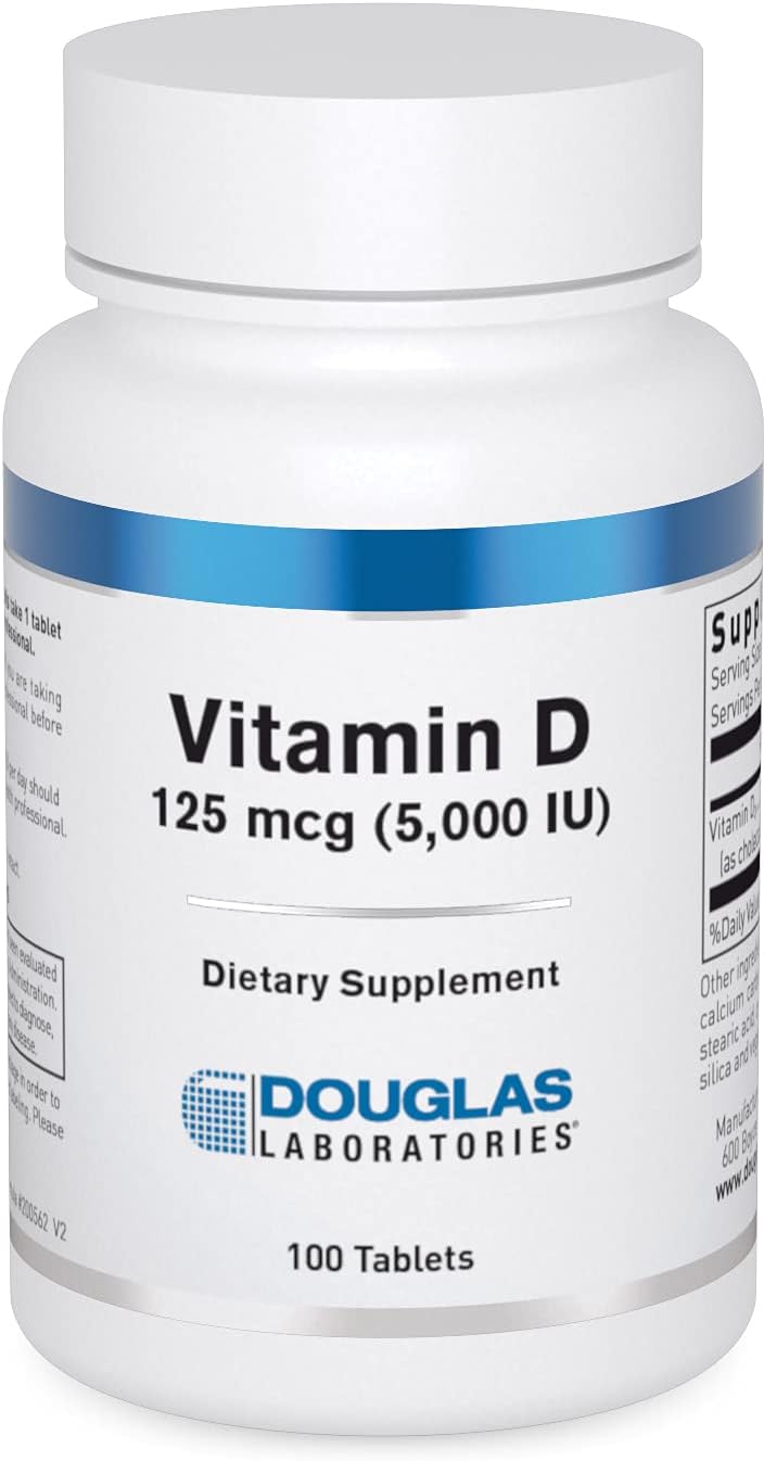 Douglas Laboratories Vitamin D (5,000 I.U.) | Vitamin D3 Food Supplement to Contribute to Normal Immune Function, Calcium Levels and Bones* | 100 Tablets - görsel 1