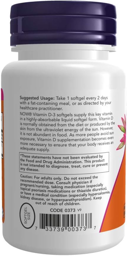 NOW Foods Vitamin D3 5,000 IU, 240 Softgels (Pack of 2) - görsel 3