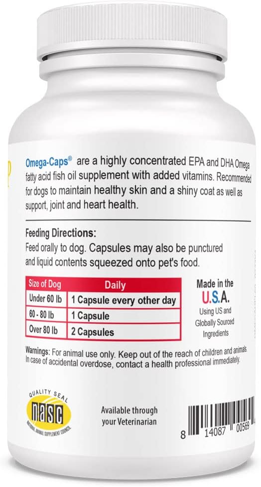 Omega Caps HP Snip Tip Capsules for Medium and Large Dogs – High Potency EPA & DHA Fish Oil Supplement, 60 Capsules - görsel 8