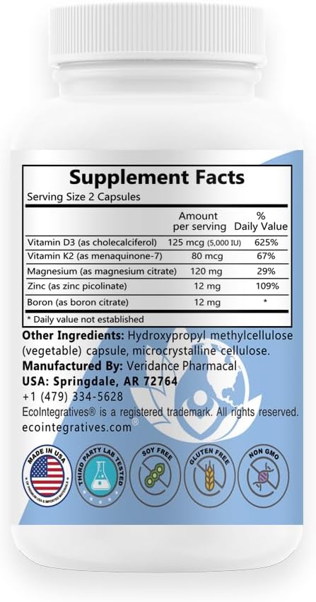 EcoIntegratives D3 Plus - Vitamin D3, K2, Magnesium, Zinc and Boron | 60 Vegan Capsules - görsel 2