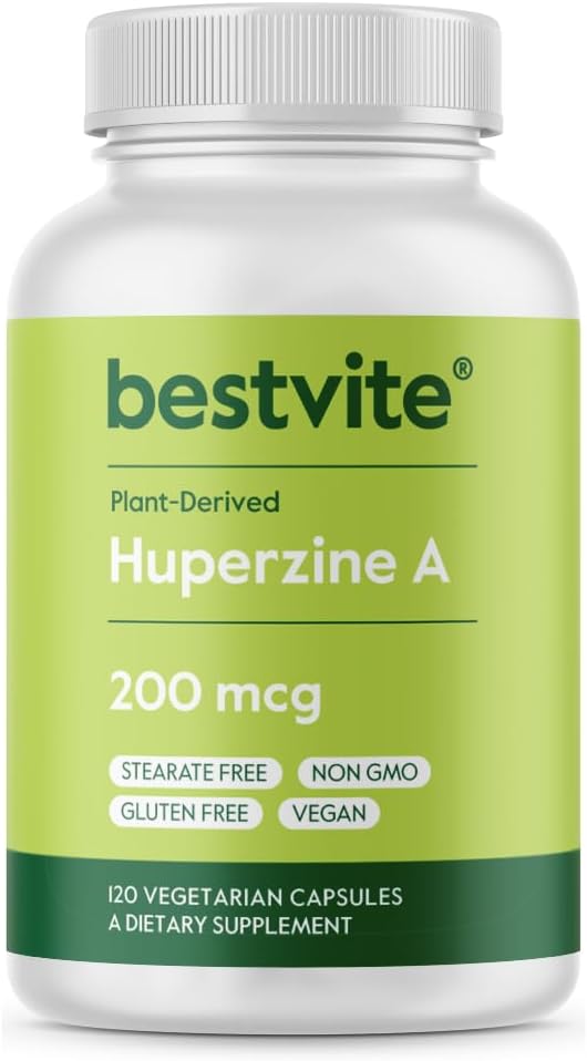 BESTVITE Huperzine A 200mcg – Naturally Derived, Vegan, Non-GMO, 120 Capsules - görsel 1