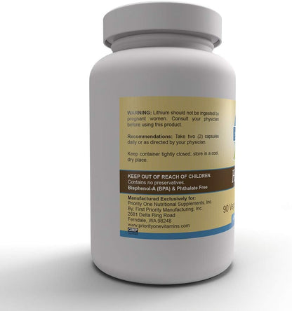 Priority One Vitamins H2PLX - Specialised Immune Support Formula with Lithium, Melissa Extract, and Other Critical Supportive Nutrients, 90 Vegetarian Capsules