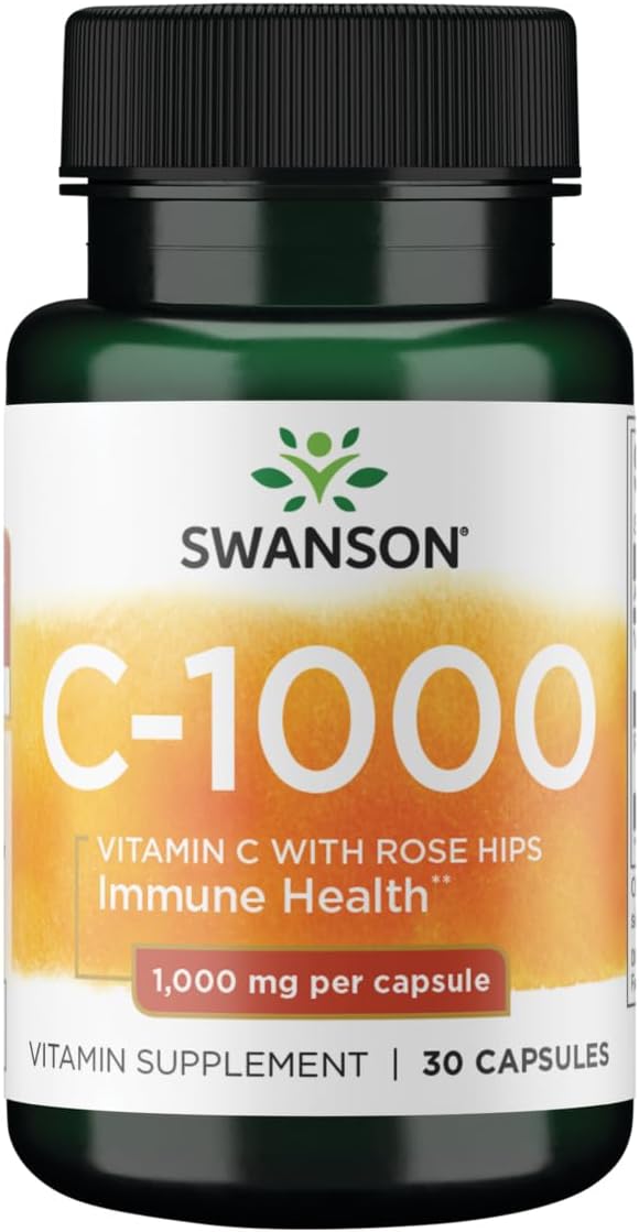 Swanson Vitamin C with Rose Hips, 1000mg, 30 Capsules - görsel 1