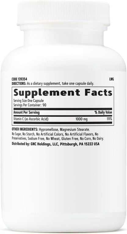 GNC Vitamin C 1000mg Capsules | Immune Support | 90 Capsules