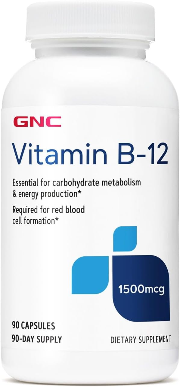 GNC Vitamin B12 1500mcg - Contributes to Normal Energy-Yielding Metabolism, 90 Capsules - görsel 1