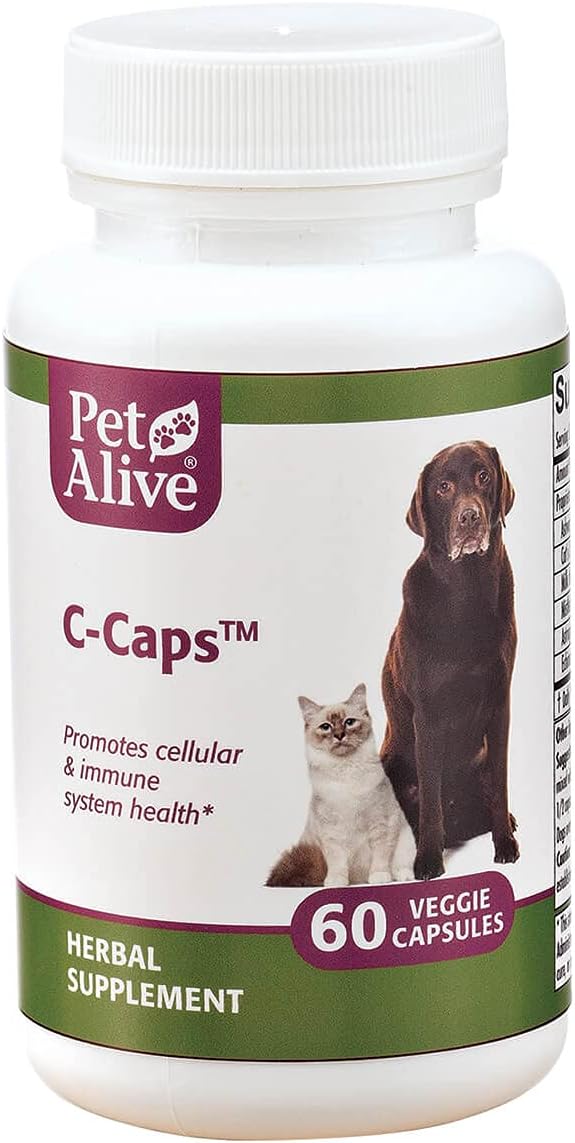 PetAlive C-Caps - All-Natural Herbal Supplement for Dogs and Cats - 60 Vegetable Capsules - görsel 1