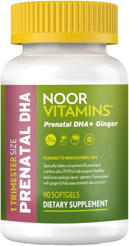 Noor Vitamins Halal Prenatal Vitamins with DHA and Folic Acid - 1 Month Supply