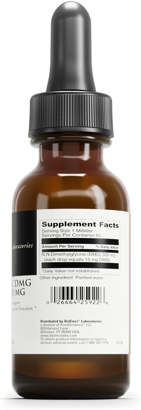 DaVinci Labs Gluconic DMG Liquid 300mg – Supports Immune System, Muscle Function, Heart Health & Brain Health* – 60 ml (60 Servings) - görsel 2