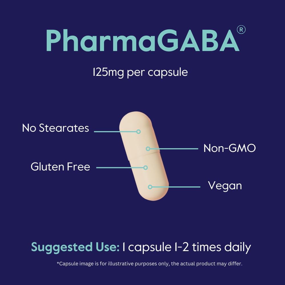 BESTVITE PharmaGABA (120 Veg Caps) – Natural GABA Supplement – No Stearates – Vegan – Non-GM – Gluten-free - görsel 4