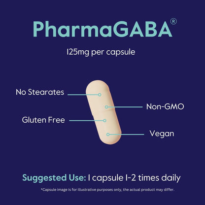 BESTVITE PharmaGABA (120 Veg Caps) – Natural GABA Supplement – No Stearates – Vegan – Non-GM – Gluten-free