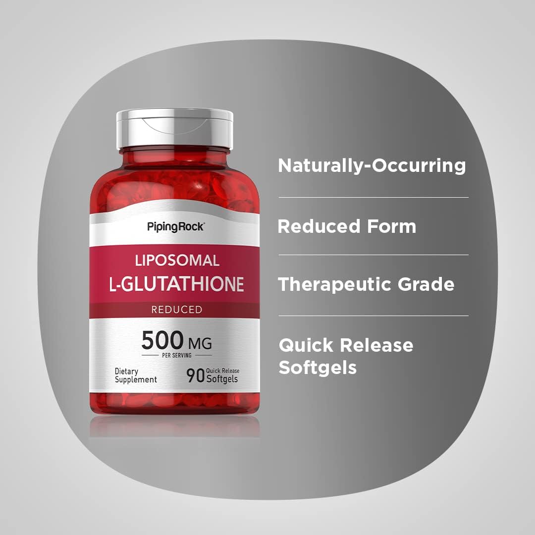 Piping Rock Liposomal Glutathione Food Supplement | 500mg | 90 Soft gel capsules | Reduced Form | Non-GM, Gluten-free - görsel 4