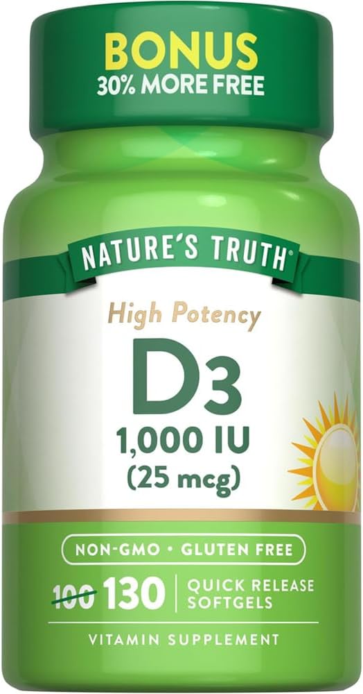 Nature's Truth Vitamin D3 1000 IU, 130 Count (Pack of 3) - görsel 1