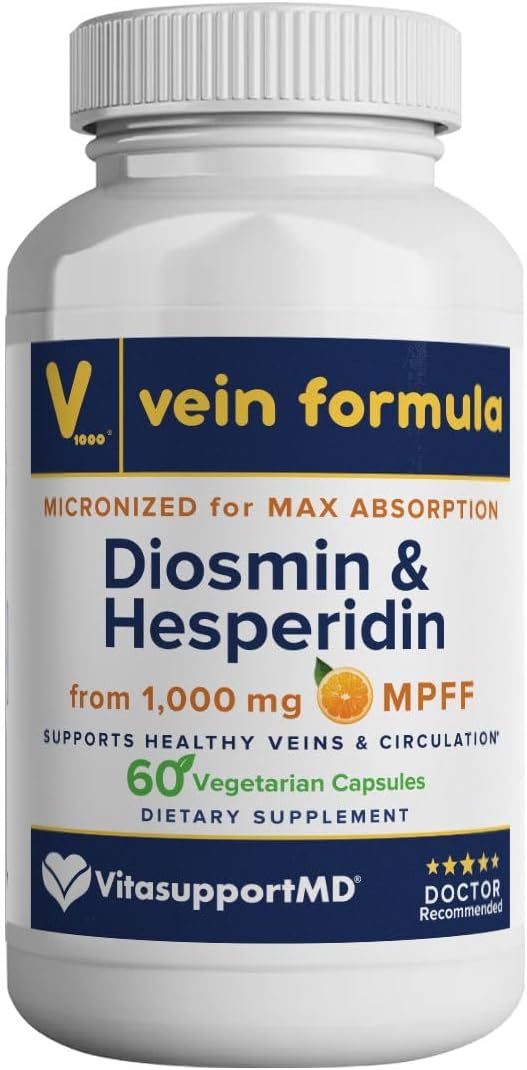 Vein Formula Diosmin Hesperidin 1000mg, Micronised Bioflavonoids Blend for Blood Circulation, Vein Support – 60 Capsules - görsel 1