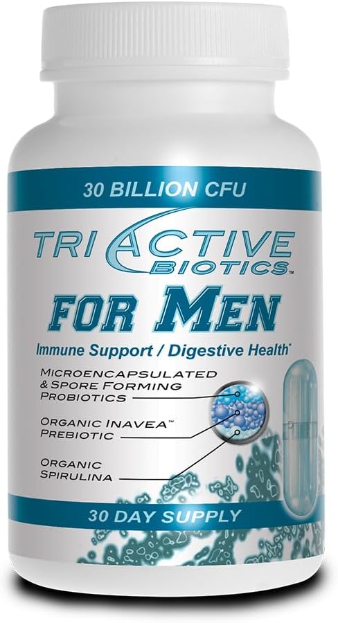Essential Source TriActive Biotics for Men - Probiotic Capsules, 30 Billion CFU with Prebiotics & Blue Spirulina, 30 Capsules - görsel 1