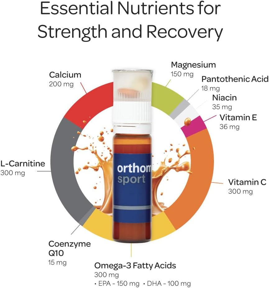 Orthomol Sport - Sports Nutrition Supplement with Vitamins, CoQ10, L-Carnitine & Omega-3 (7-Day Supply) - görsel 2