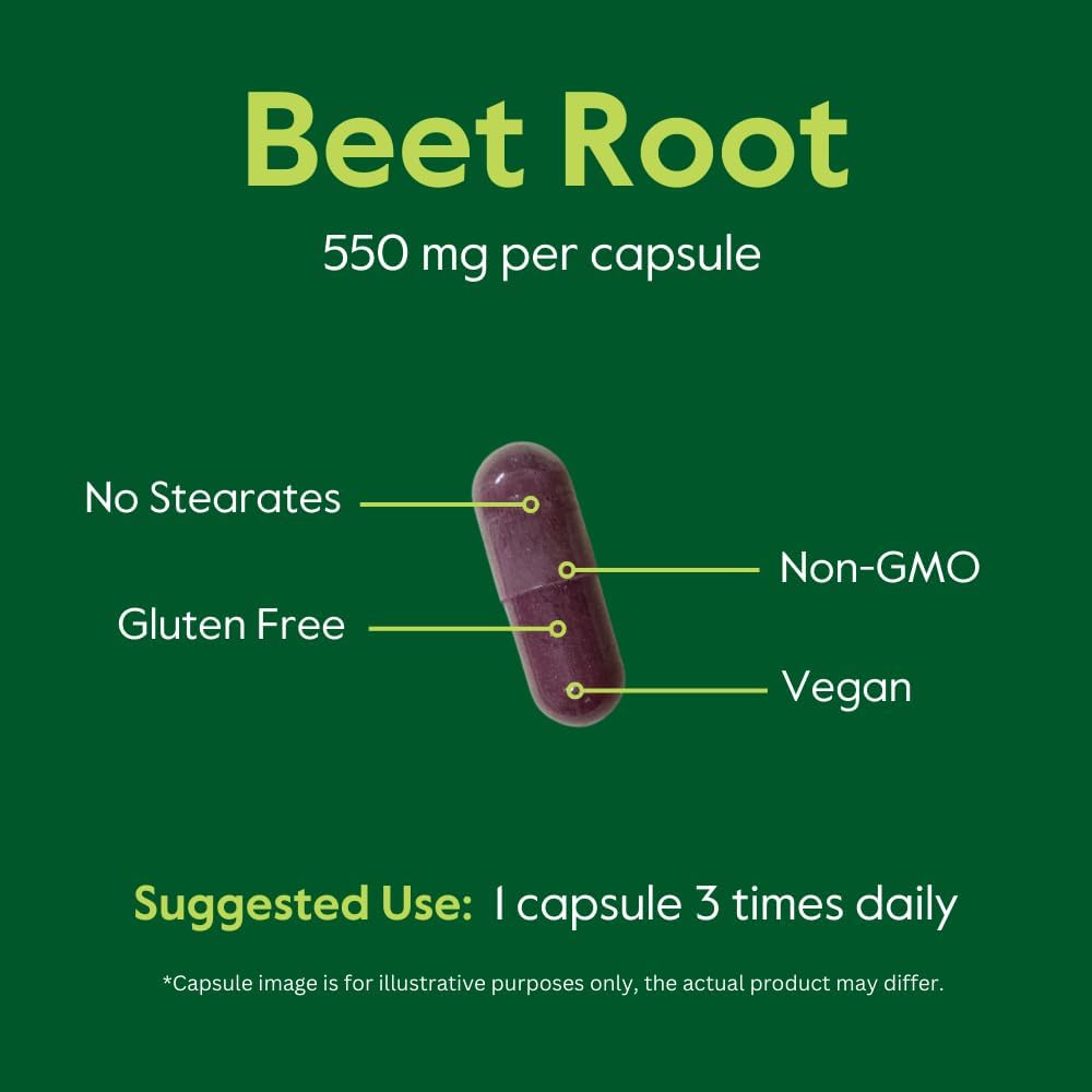 BESTVITE Beetroot, 550mg, 120 Vegetarian Capsules - Vegan, Non-GMO, Gluten-free - görsel 5