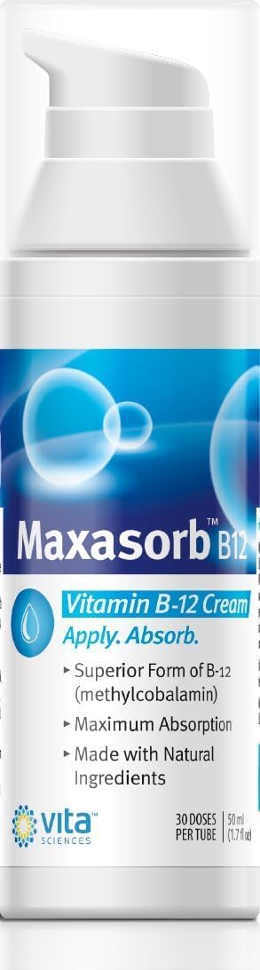Vita Sciences Maxasorb B12 Vitamin B-12 Cream 1000 mcg – Topical Methylcobalamin for Energy and Skin Health (Pack of 6) - görsel 6