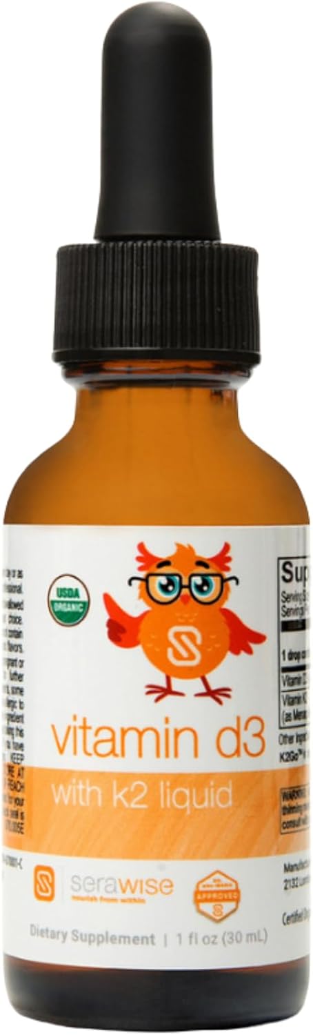 Serawise Organic Liquid Vitamin D3 with K2 by Dr. Ana Maria Temple | Supports Strong Bones and Immune Health | USDA Certified Organic | Olive Oil Base for Enhanced Absorption | 1 Fl Oz - görsel 1