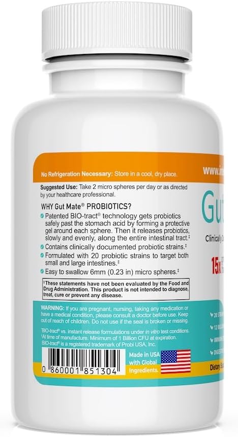 Gut Mate Probiotics with Patented BIO-Tract Micro Pearls - 20 Scientifically Studied Strains - görsel 3