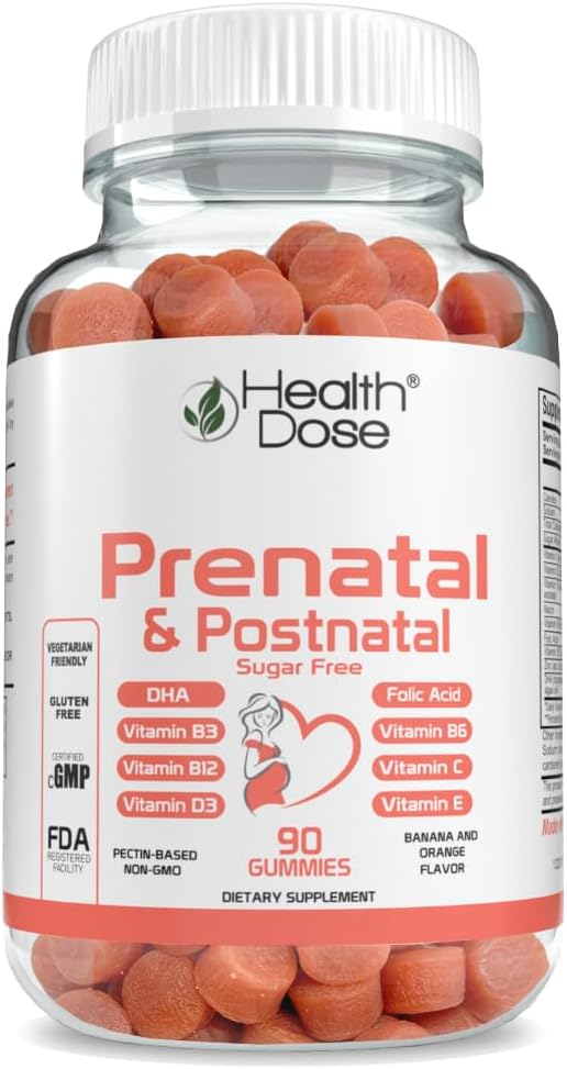 Health Dose Prenatal/Postnatal Complex Supplement - Vitamin B6, B12, C, Zinc - 90 Gummies - görsel 1