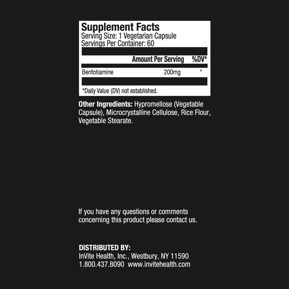 Invite Health Nerve Hx - Benfotiamine Supplement for Nerve, Brain, Heart, Kidney, and Eye Support - 60 Vegetarian Capsules - görsel 2