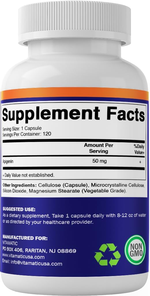 Vitamatic Apigenin 50mg - 120 Vegetarian Capsules (Pack of 2, 240 Total) - görsel 7