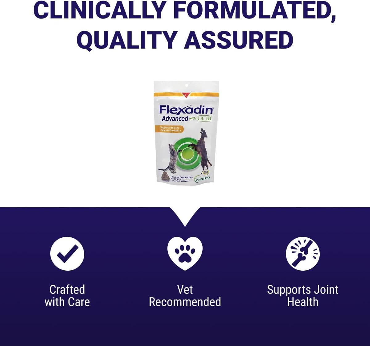 Vetoquinol Flexadin Advanced Hip and Joint Supplement with Undenatured Collagen for Dogs and Cats, 30 Chews - görsel 6