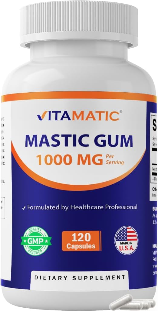 Vitamatic Mastic Gum 1000mg – Digestive, Gastrointestinal, Immune & Oral Support (120 capsules) - görsel 1
