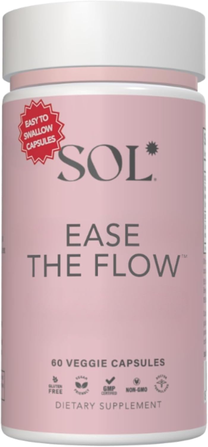 Ease the Flow - PMS Support, Period Relief, PMDD Supplements, Eases Bloating & Mood Swings, Vitamins B6 & Inositol, 60 Easy-to-Swallow Capsules - görsel 1