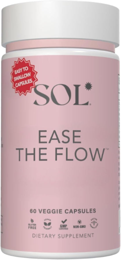 Ease the Flow - PMS Support, Period Relief, PMDD Supplements, Eases Bloating & Mood Swings, Vitamins B6 & Inositol, 60 Easy-to-Swallow Capsules
